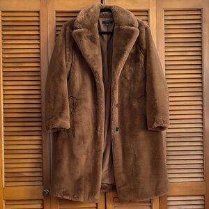 Ann Taylor Brown Faux-Fur Teddy Coat